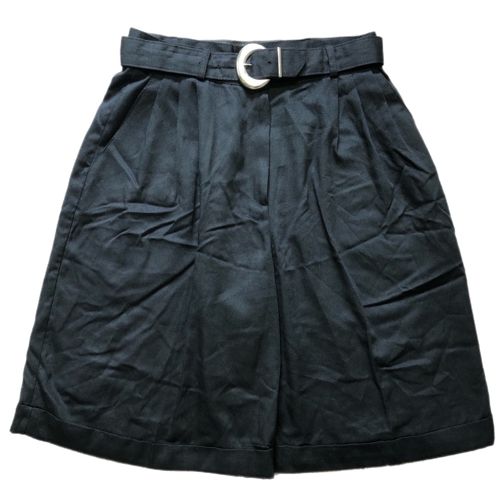 Vintage Black High Waisted Pleated Shorts